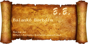 Balaskó Borbála névjegykártya